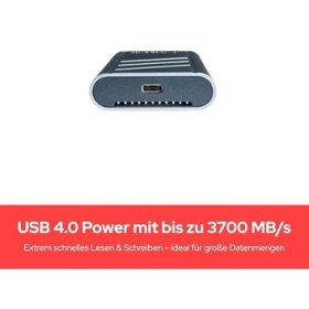 Resim Verbatim Turbometal Taşınabilir Ssd, 1 Tb, Son Derece Hızlı, 3700 Mb/s'ye Kadar Okuma, 3600 Mb/s'ye Kadar Yazma, Harici Sabit Sürücü USB 4.0, 40 Gbps, 