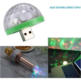 Resim Eng Sese Duyarlı Mini Disko Topu Usb Girişli Disko Topu 