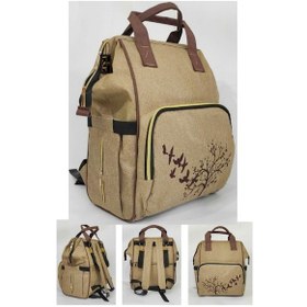 Resim Bebek Bakım Çantası Organizatör Fonksiyonel Anne Bebek Bakım Sırt Çantası Bej Bej-kuş Bej 