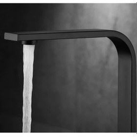 Resim Siyah Kare Kuğu Mutfak Eviye Bataryası 360 Derece Döner Borulu Sıcak Soğuk Girişli Garantili Siyah 