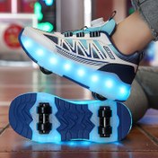 Resim Çocuklar Işık Yayan Kaykay Ayakkabıları, 8 Tekerlekli Sökülebilir Rollerblades, USB Şarj Edilebilir 16 Flaş Modu, Tek Tıklama Anahtarı, Döner Fermuar, Kaymaz, Hafif, Nefes Alabilir, Tüm Mevsim, Plaid & Şerit Desen, Casual Sokak Stili, Üst, Kumaş İç & Taban, TPR Taban 14 Yaş ve Altı Çocuklar İçin 