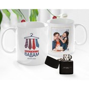 Resim Bk Gift Kişiye Özel Babalar Günü Hediyesi Fotoğraflı Kupa Bardak Ve Benzinli Çakmak Seti-64 
