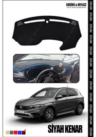 Resim Fiat Ega Cross Torpido Koruma Halısı Yeni Tasarım Araca Özel Üretim Siyah 