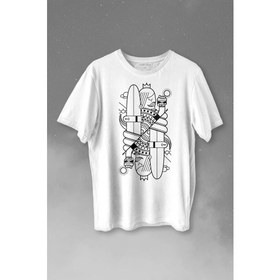Resim Kendim Seçtim Disenos Papaz Iskambil Kağıdı Çizim Baskılı Tişört T-Shirt Beyaz 