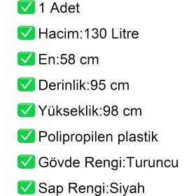 Resim Akdenizpos PK130 Plastik Market Alışveriş Arabası 130 Litre Turuncu 