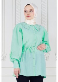 Resim Sevitli Yakası Taş Çakım Tunik-yeşil-3648-yeşil Yeşil 