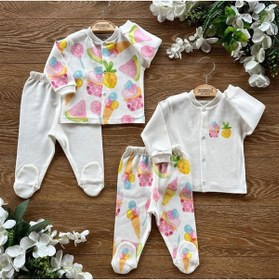 Resim PATSAN Organik Pamuk 4'lü Bebek Alt Üst Patikli Pijama Takım Cupcake 