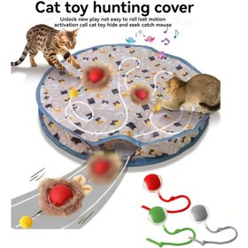 Resim 2 adet Kedi Oyuncak Seti, Yuvarlak Çift Katmanlı Av Kapakları ve Otomatik Kedi Topu - Kapalı Oyunlar için Interaktif Kedi Oyuncak, Kedi Eğlencesi | Oyuncak Kedi | Dayanıklı Kedi Oyuncak 