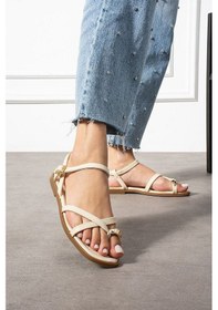 Resim Nordi Bej Cilt Kemerli Sandalet Bej 