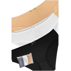 Resim Alya Underwear Kız Çocuk Kalpli Dokuma Lastik Pamuklu Kumaş Slip Külot 5'li Paket 5 Adet Beyaz Siyah Beyaz Ten T01 