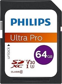 Resim Philips Ultra Pro 64GB SDXC UHS-I U3 V30 Class10 Hafıza Kartı 