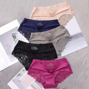 Resim 5 adet Kadın Seksi Dantel Kenarlı İç Çamaşırı - Bej, Siyah, Deniz Mavisi, Pembe ve Açık Mavi, Nefes Alabilen Buz Sliky Fiber Kumaş Günlük Konfor İçin, Dantel Kenarlı İç Çamaşırı, Rahat İç Çamaşırı, Minimalist Tasarım, Pürüzsüz Dokuma 