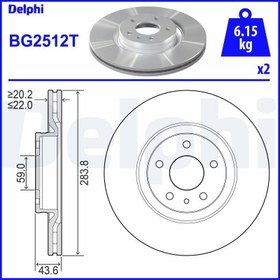 Resim DELPHI BG2512T | Fren Diski Doblo / Egea / Combo D / Alfa156 (284 mm) Ön 