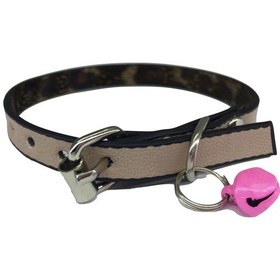 Resim Pastel Renkli Pembe Deri Zilli Kedi Tasması 