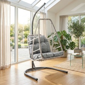 Resim Rehome Hazar Tek Kişilik Rattan Bahçe Salıncağı | Beyaz 