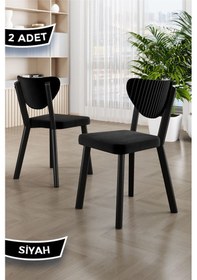 Resim Canisa Arfe Serisi 2 Adet Siyah Mutfak Sandalyesi Siyah Metal İskeletli 1. Sınıf Babyface Kumaş Siyah Sandalye Ayaklar Siyah 