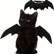 Resim Ayarlama Siyah Kedi Yarasa Kanatları Kostümü - Yumuşak Polyester Cadılar Bayramı Evcil Hayvan Aksesuarı Kediler ve Küçük Köpekler İçin, Cosplay ve Giydirme Eğlencesi için Mükemmel 