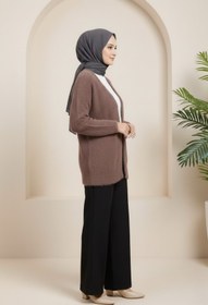 Resim Tesettür Diyarı Triko Frost Hırka- Kahverengi Standart (36-42 Uyumlu) 