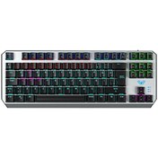 Resim F2067 TKL RGB Makrolu Mekanik Kablolu Oyuncu Klavyesi Gri Aula
