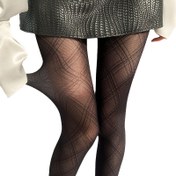 Resim 1 Çift Kadınlar İçin Seksi Siyah Çizgili File Çorap - Polyester Spandeks Örgü Kumaş Çorap, Zayıflatan Tam Uzunluk Çorap, Yalnızca El Yıkama / Kuru Temizleme 