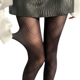 Resim 1 Çift Kadınlar İçin Seksi Siyah Çizgili File Çorap - Polyester Spandeks Örgü Kumaş Çorap, Zayıflatan Tam Uzunluk Çorap, Yalnızca El Yıkama / Kuru Temizleme 