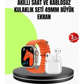 Resim Marsilyan Watch 9 Max Akıllı Saat Seti 2 Kordonlu Kablosuz Kulaklık Hediyeli 