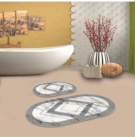 Resim Gri Kaymaz Taban Oval Banyo Paspas Takım Bb-100 çok renkli 