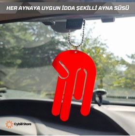 Resim CybillStore İDDA ŞEKİLLİ AYNA SÜSÜ HER AYNAYA UYGUN ZİNCİRLİ PLEKSİ KIRMIZI 