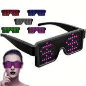 Resim LED Işıklı Gözlük, USB Şarj Edilebilir 11 Desenli Çok Renkli Karanlıkta Parlayan Luminous Halloween Noel Kostüm Partisi Müzik Festivali Doğum Günü Aksesuarı 