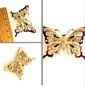 Resim Omeniv Viktoryen Kelebek Broş İğne Altınsu Kaplı Kristal Mine 