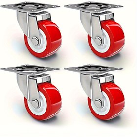 Resim 4 Adet Ağır Hizmet Tipi Döner Tekerlek - Cilalı Metal, Fren Yok, Mobilya ve Mutfak Kullanımı İçin Omni-Yönlü 
