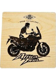 Resim Dalyan Ahşap Africa Twin Kare Bardak Altlığı Bej - Siyah 