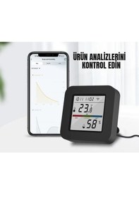 Resim Akıllı Tuya Kumanda 3 İn 1 Isı ve Nem Göstergeli Ekranlı 