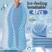 Resim Yaz için 4 Adet Soğutucu Tabanlıklar - Buz Hissi Veren, Nefes Alabilen, Ter Emici, Spor ve Günlük Ayakkabılar İçin Şok Absorbe Edici Konfor, Erkek ve Kadın Tabanlıkları, Ter Emici Malzeme 