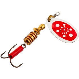 Resim Alabalık Turna Döner Olta Kaşık - Ilba Tondo 28833 - Kırmızı/beyaz - No:3 