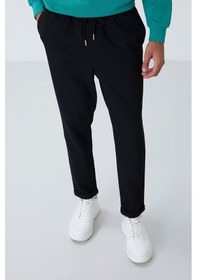 Resim Tommy Life Siyah Yüzeyi Dokulu Standart Fit Erkek Eşofman Alt - 82154 
