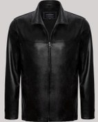 Resim Hakiki Kuzu Derisi Siyah Erkek Deri Mont Gömlek Yaka Deri Ceket Siyah 