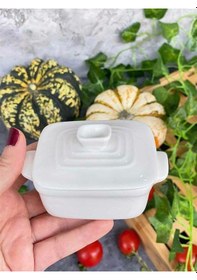 Resim Porselen Kapaklı Şekerlik, Mini Kahvaltılık Reçellik 23979 