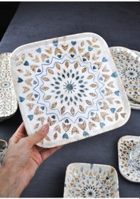 Resim 29 Parça Porselen Kare Kahvaltı Takımı Set Ephesus Çeyizlik Kahvaltılık Seti Krem 
