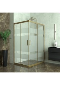 Resim Tekno Duş Bronze Rigel 6mm Kumlamalı Cam Dikdörgen Duşakabin Yarı Beyaz 