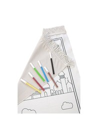 Resim Arapça Çocuklara Özel Yıkanabilir Boyamalı Seccade Seti Mavi 