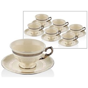 Resim Lamedore Florid White Silver 6 'lı Tea Cups Set Çay Fincanı Krem 