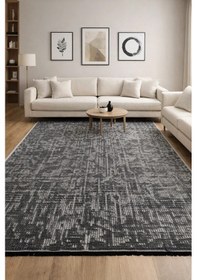 Resim Hoom Rugs Vintage Vtg 119 Gri Dekoratif Yıkanabilir Kilim Gri 