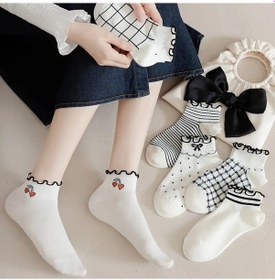 Resim Shopiolog Sevimli Marul Desenli Bilek Çorabı Desen7 Beyaz 