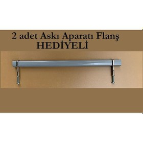 Resim Dolap Askı Borusu Gri+2 Flanş Tüm Ölçüler Tüm Markalara Uyumlu 20 CM Gri 