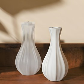 Resim DIY Silikon Vazo Kalıbı - İnce Boyun ve Geniş Ağızlı Şık Beyaz Seramik Vazo Kopyası, Ev Dekoru, El Sanatları ve DIY Projeleri için Mükemmel, Vazo Dekoru 