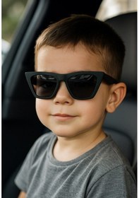 Resim Kids Güneş Gözlüğü Siyah Çekik Çerçeve Uv 400 Korumalı Ce Belgeli Çocuk Güneş Gözlüğü Siyah 