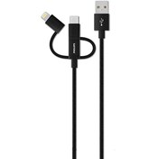 Resim Philips DLC2608BK 3in1 Lightning - Micro Usb - Type-C 1.2 M Örme Siyah Şarj Kablosu Philips