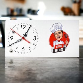 Resim Mükemmel Aşçı Kadın Karikatürlü Masa Saati 