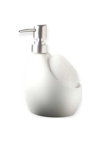 Resim Seramik Mat Beyaz Süngerli Banyo Mutfak Sıvı Sabunluk 500ml Bulaşık Deterjanlık Beyaz 
